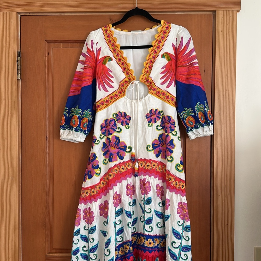 FARM Rio Off-White Vivid Garden Maxi Dress NWT - Picture 4 of 10